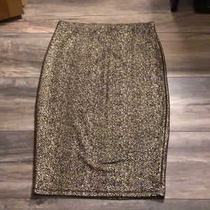 Black gold shimmer midi skirt